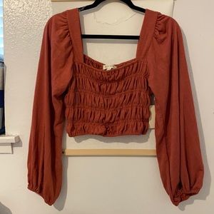 Crop top, long sleeve, cowgirl, burnt pink